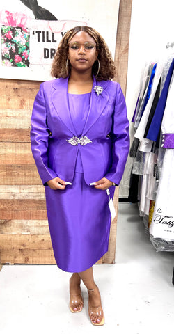 Serafina 4114 cogic purple skirt suit