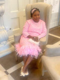 Dorinda Clark 5031 pink pearl embellished dress