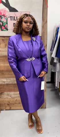 Serafina 4114 purple skirt suit