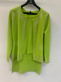 Lily & Taylor 762 lime green knit skirt suit