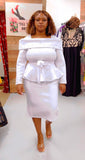 Serafina 4214 White skirt suit