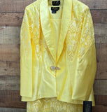 Elite Champagne 5858 yellow lace skirt suit