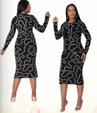 Kayla Knit 5381 black skirt suit