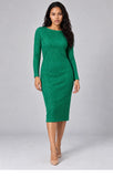 Kayla 5388emerald green knit midi dress
