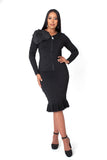 Kayla 5393 black knit skirt suit