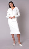 Kayla 5393 white knit skirt suit