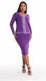 Kayla 5394 purple knit skirt suit