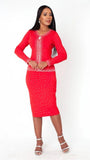 Kayla 5394 red knit skirt suit