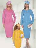 Lily & Taylor 866 pink knit skirt suit