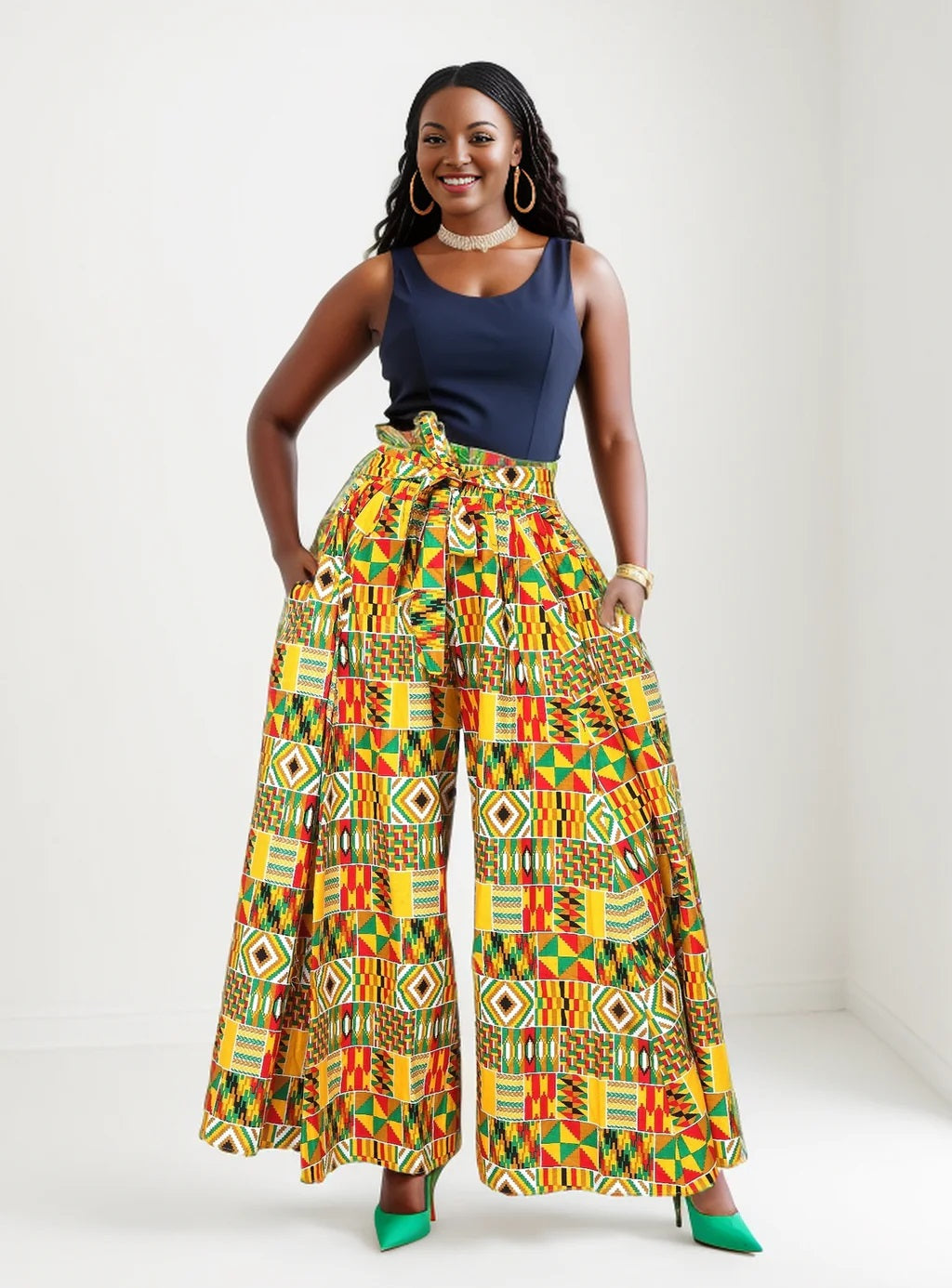 African Print Wide Leg Pant - Main Image
