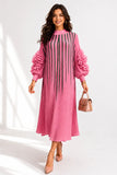 Pink Ruffle Sleeve Crinkle Dress