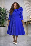 royal blue Accent Bow Midi Dress