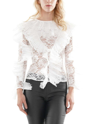 Why Dress T180859 white lace blouse