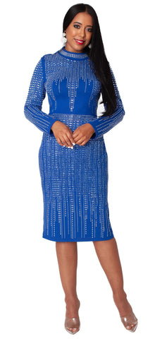 Tally Taylor 4998 royal blue knit dress