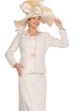 Elite Champagne 6267 gold brocade skirt suit