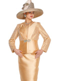 Elite Champagne 6257 gold skirt suit