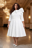 White Accent Bow Midi Dress