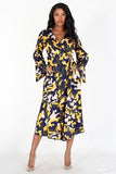 Bell Sleeve Wrap Camouflage Dress