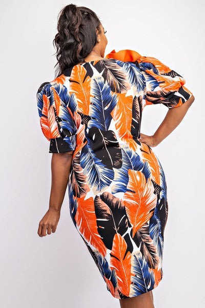 women's balloon dress Big Flower Balloon Sleeve Dress 3X / Black/White