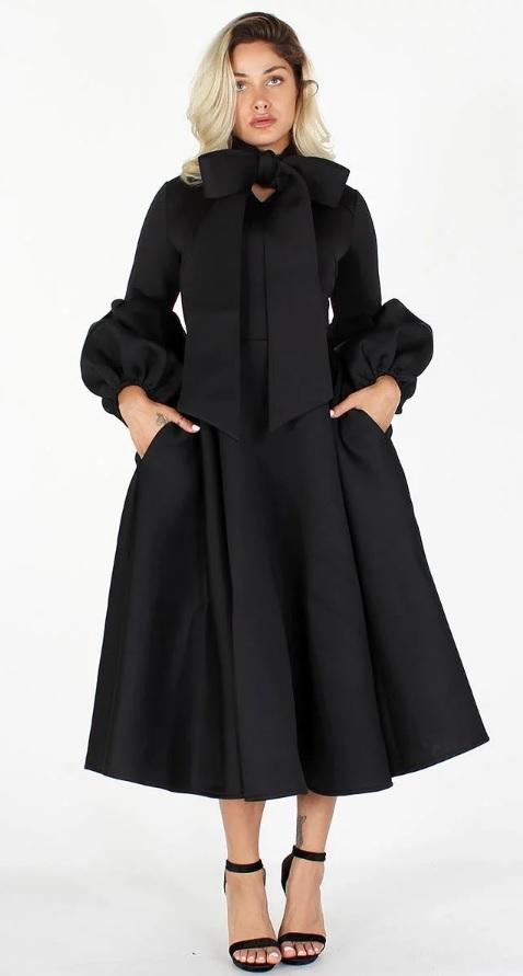 bow tie midi dress Solid Bow Tie Midi Dress S / White