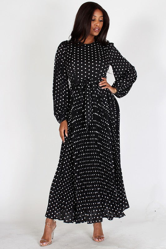 chiffon polka dot maxi dress Chiffon Polka Dot Maxi Dress S / Black
