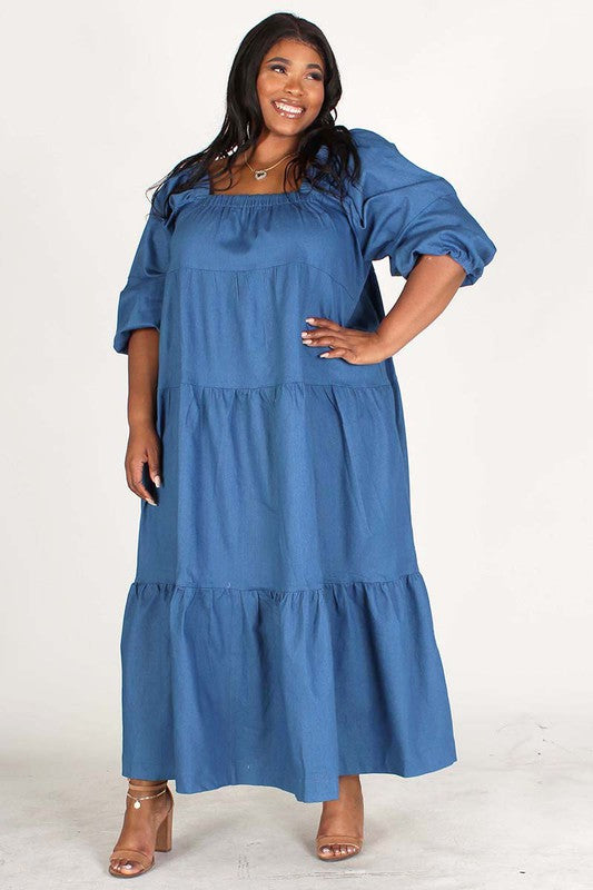 Oversized Denim Maxi Dress 3X / Blue