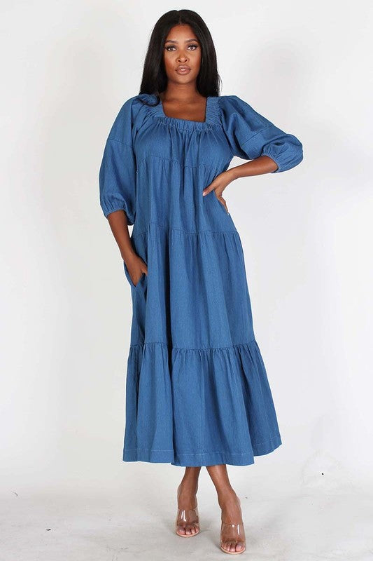 Oversized Denim Maxi Dress 2X / Blue