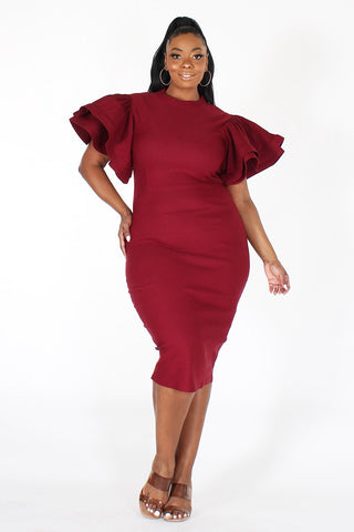 Butterfly Sleeve Midi Dress