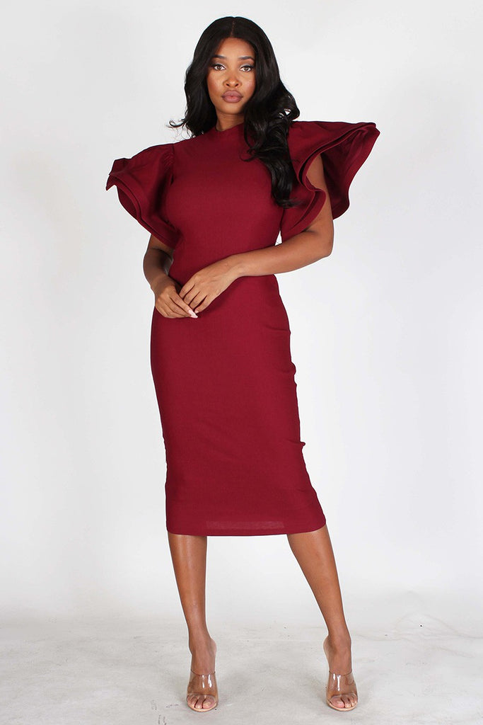 Butterfly Sleeve Midi Dress Diva's Den Fashion, LLC Butterfly Sleeve Midi Dress Diva's Den Fashion, LLC