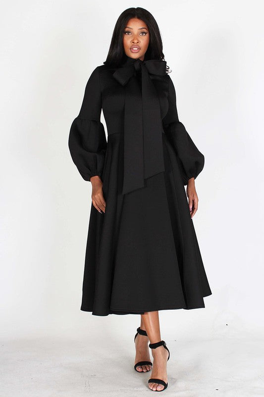 Solid Bow Tie Midi Dress – Diva's Den Fashion, LLC