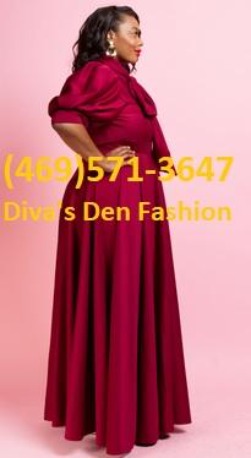 denali formal puff sleeve long dress Solid Long Puff Sleeve Dress 3X / Mint