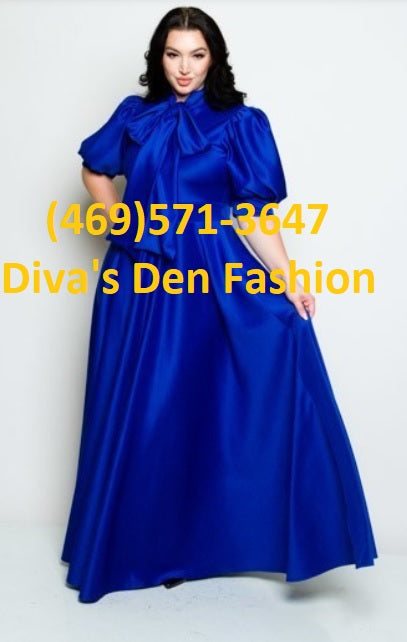 Solid Long Puff Sleeve Dress Diva's Den Fashion, LLC Solid Long Puff Sleeve Dress Diva's Den Fashion, LLC