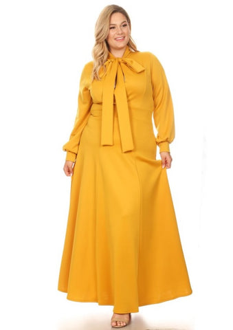 Solid Long Flowy Dress 3X / Mustard Solid Long Flowy Dress 3X / Mustard