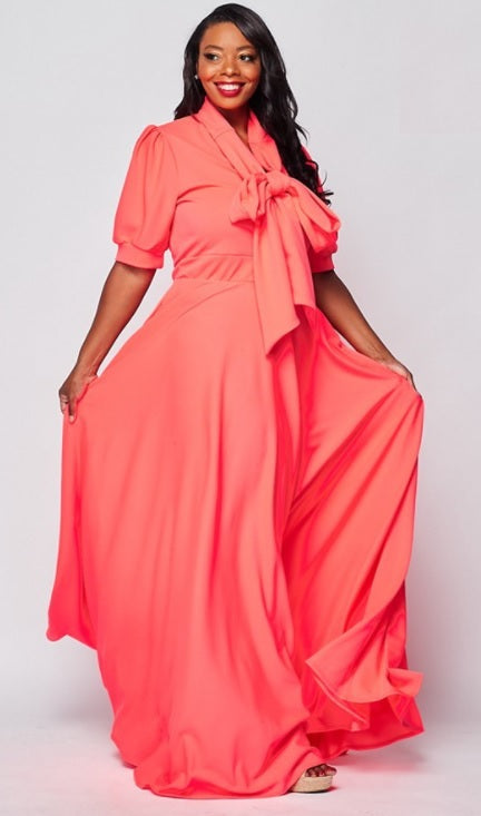 denali formal puff sleeve long dress Solid Long Puff Sleeve Dress – Diva's Den Fashion, LLC
