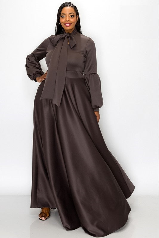 Bow Long Flowy Dress – Diva's Den Fashion, LLC