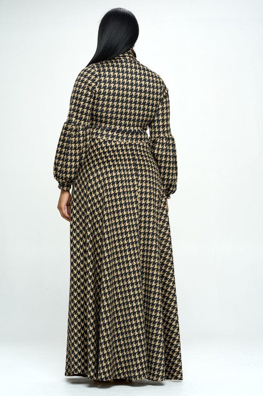 Houndstooth Maxi Dress 2X / Black/Teal Houndstooth Maxi Dress 2X / Black/Teal