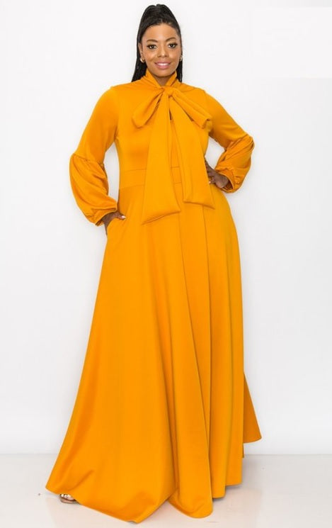 Bow Long Flowy Dress Diva's Den Fashion, LLC Bow Long Flowy Dress Diva's Den Fashion, LLC