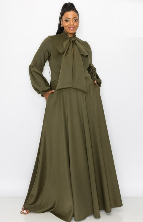 Bow Long Flowy Dress Diva's Den Fashion, LLC Bow Long Flowy Dress Diva's Den Fashion, LLC