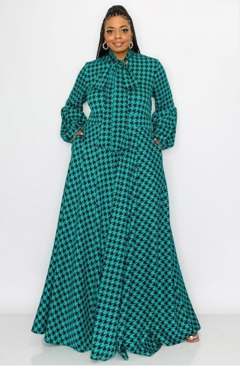 Houndstooth Maxi Dress