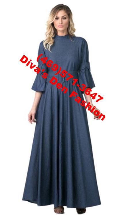 dora denim maxi dress Denim Maxi Dress XXL / Denim