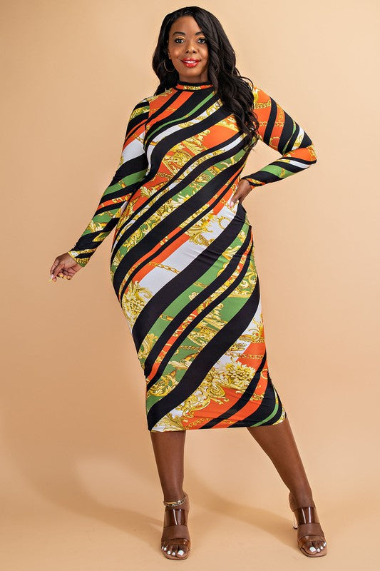 mock neck plus size midi dress Mock Neck Midi Dress – Diva's Den Fashion, LLC