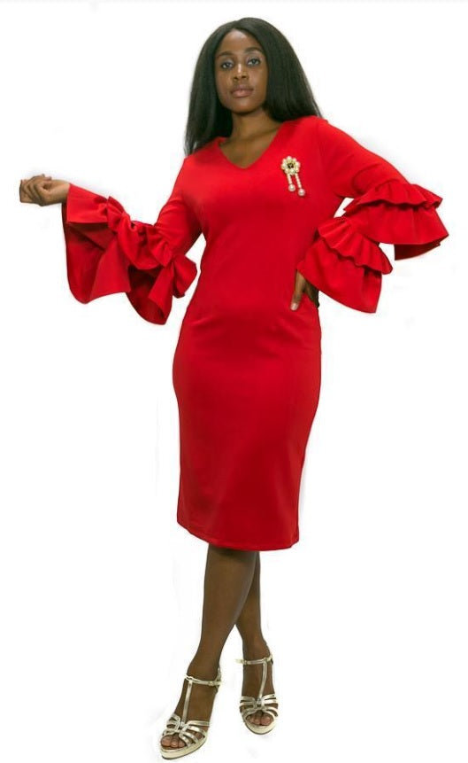 Tiered Scuba Dress S / Red Tiered Scuba Dress S / Red