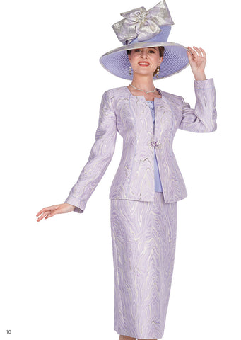 Elite Champagne 5821 brocade lilac skirt suit
