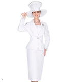 Elite Champagne 5825 white brocade skirt suit