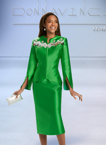 Donna Vinci 12021 green skirt suit