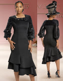 Donna Vinci 5785 portrait collar black dress
