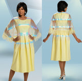 Donna Vinci 5793 yellow sheer caplet dress