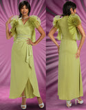 Donna Vinci 5797 sage organza sleeve maxi dress