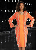 Donna Vinci Knit 13360 orange bell sleeve knit dress