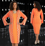 Donna Vinci Knit 13360 orange jacquard knit dress